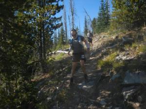 Tearing down Billy Creek Trail with Glen Mangiantini. Photo by Chihping Fu.